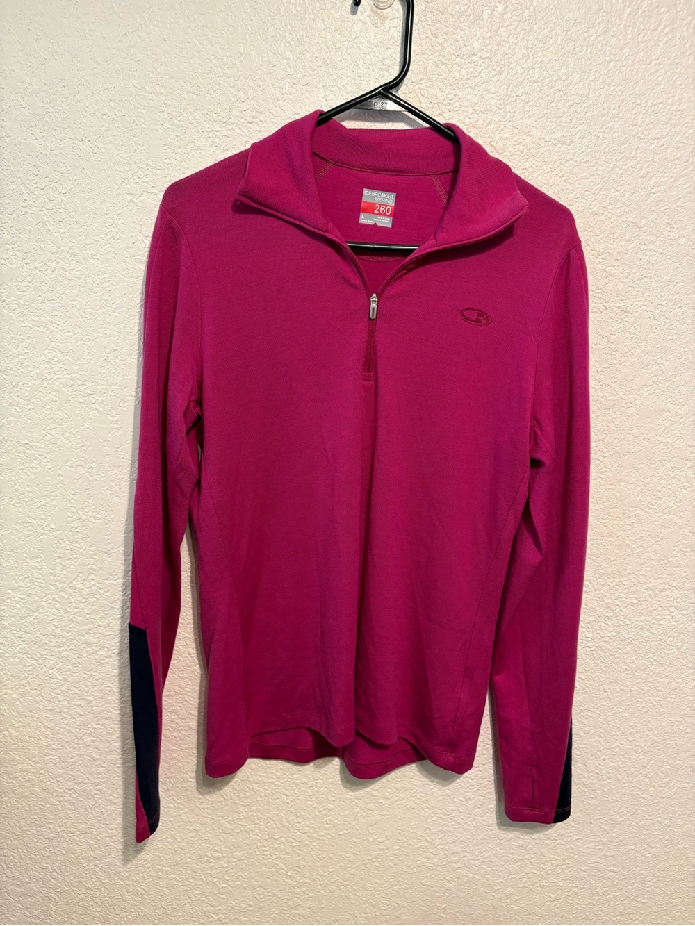 Icebreaker Merino Wool 260 Women’s 1/4 Zip Sweater in Vibrant Fuchsia Size L - Picture 2 of 8